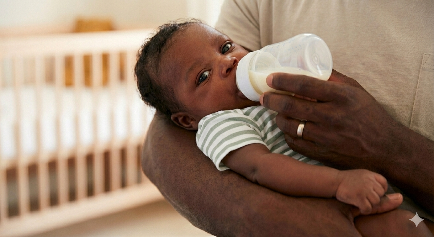 Dad giving bottle to baby