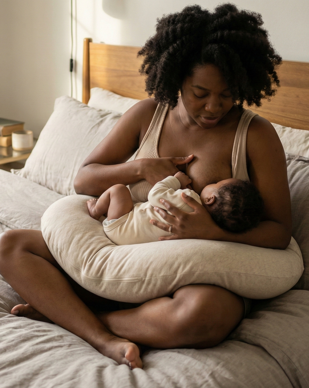 Parent learning to breastfeed with support